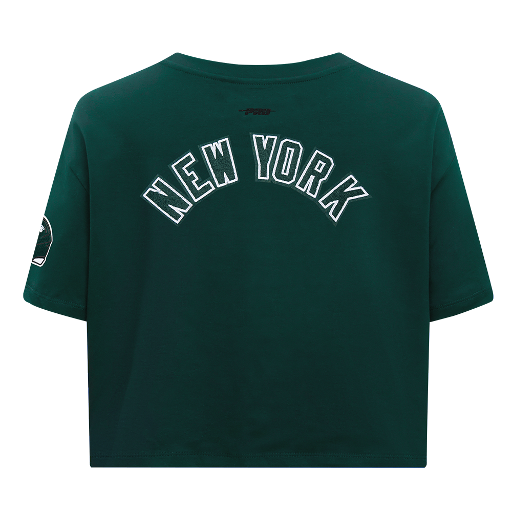 NFL NEW YORK JETS CLASSIC T-SHIRT EN JERSEY SIMPLE À COUPE CARRÉE POUR FEMME (VERT FORÊT)