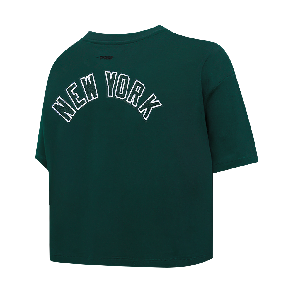 NFL NEW YORK JETS CLASSIC T-SHIRT EN JERSEY SIMPLE À COUPE CARRÉE POUR FEMME (VERT FORÊT)