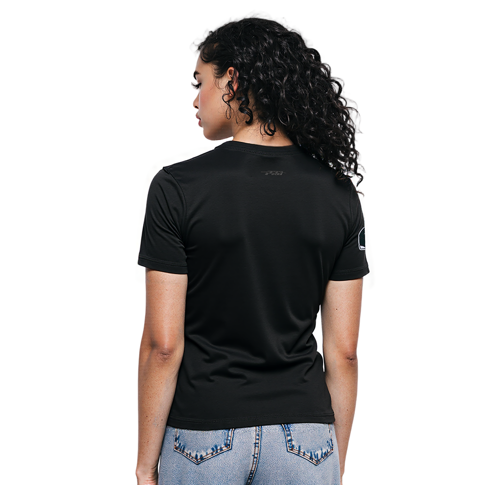 NFL NEW YORK JETS CLASSIC SHORT SLEEVE WOMEN'S SINGLE JERSEY SLIM FIT TEE (BLACK)