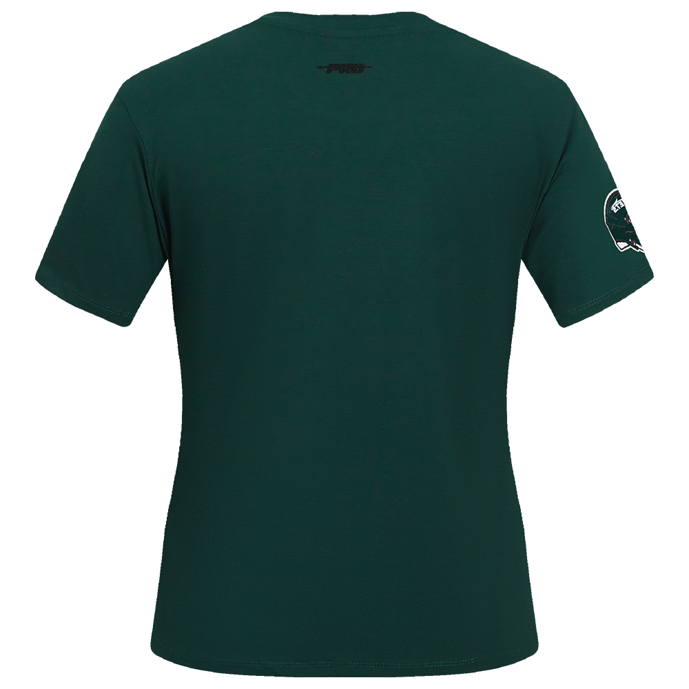 NFL NEW YORK JETS CLASSIC T-SHIRT EN JERSEY SIMPLE À COUPE AJUSTÉE POUR FEMME (VERT FORÊT)