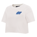 NFL NEW YORK JETS VARSITY BLUES T-SHIRT EN JERSEY SIMPLE À COUPE CARRÉE POUR FEMME (LIN)
