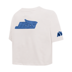 NFL NEW YORK JETS VARSITY BLUES T-SHIRT EN JERSEY SIMPLE À COUPE CARRÉE POUR FEMME (LIN)