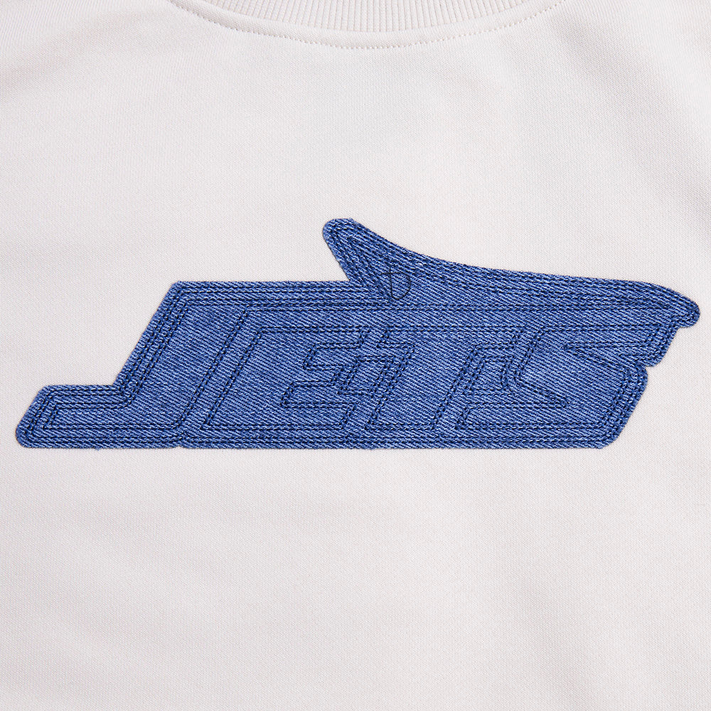 NFL NEW YORK JETS VARSITY BLUES T-SHIRT EN JERSEY SIMPLE À COUPE CARRÉE POUR FEMME (LIN)