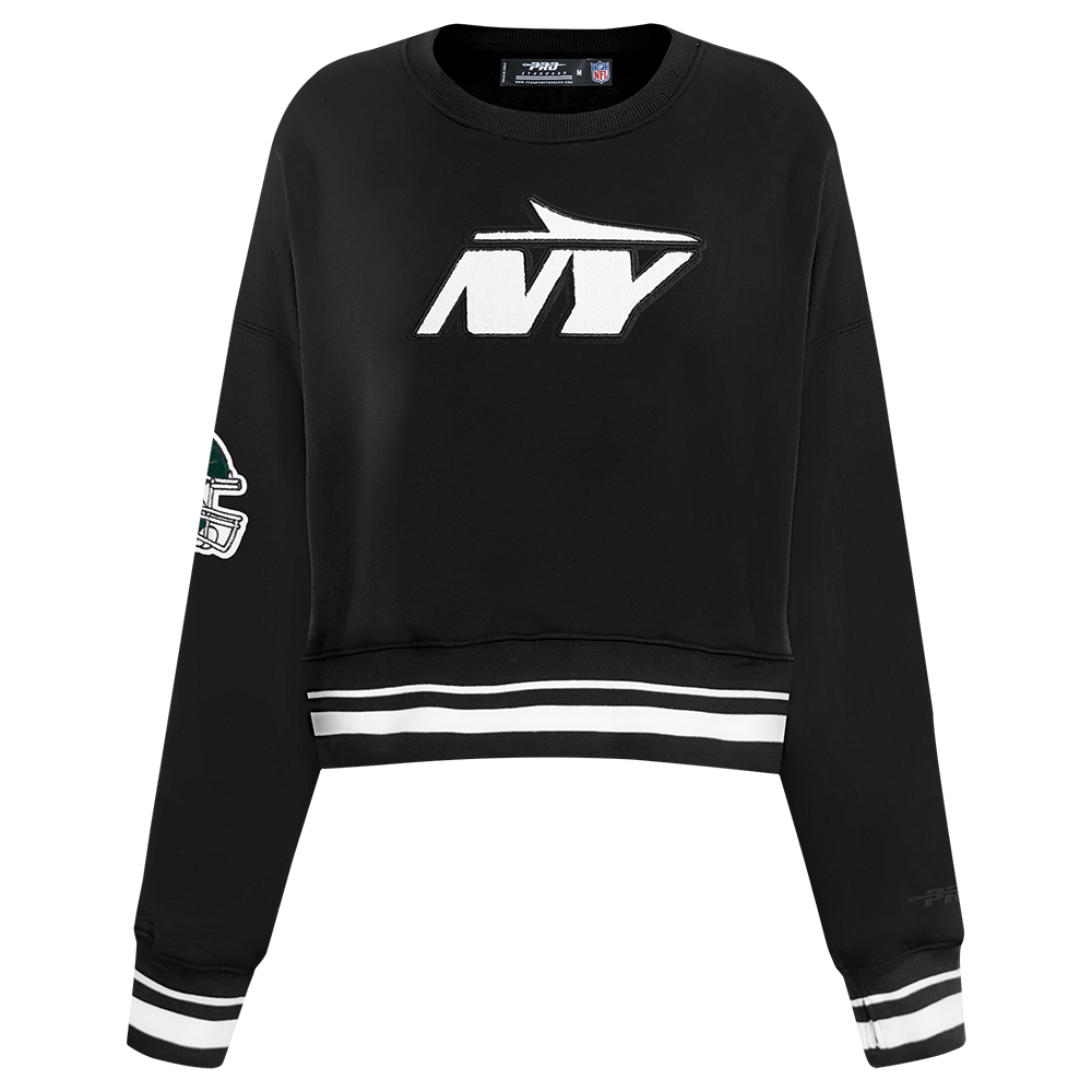 NFL NEW YORK JETS MASHUP WOMEN'S RIB CREWNECK (BLACK)