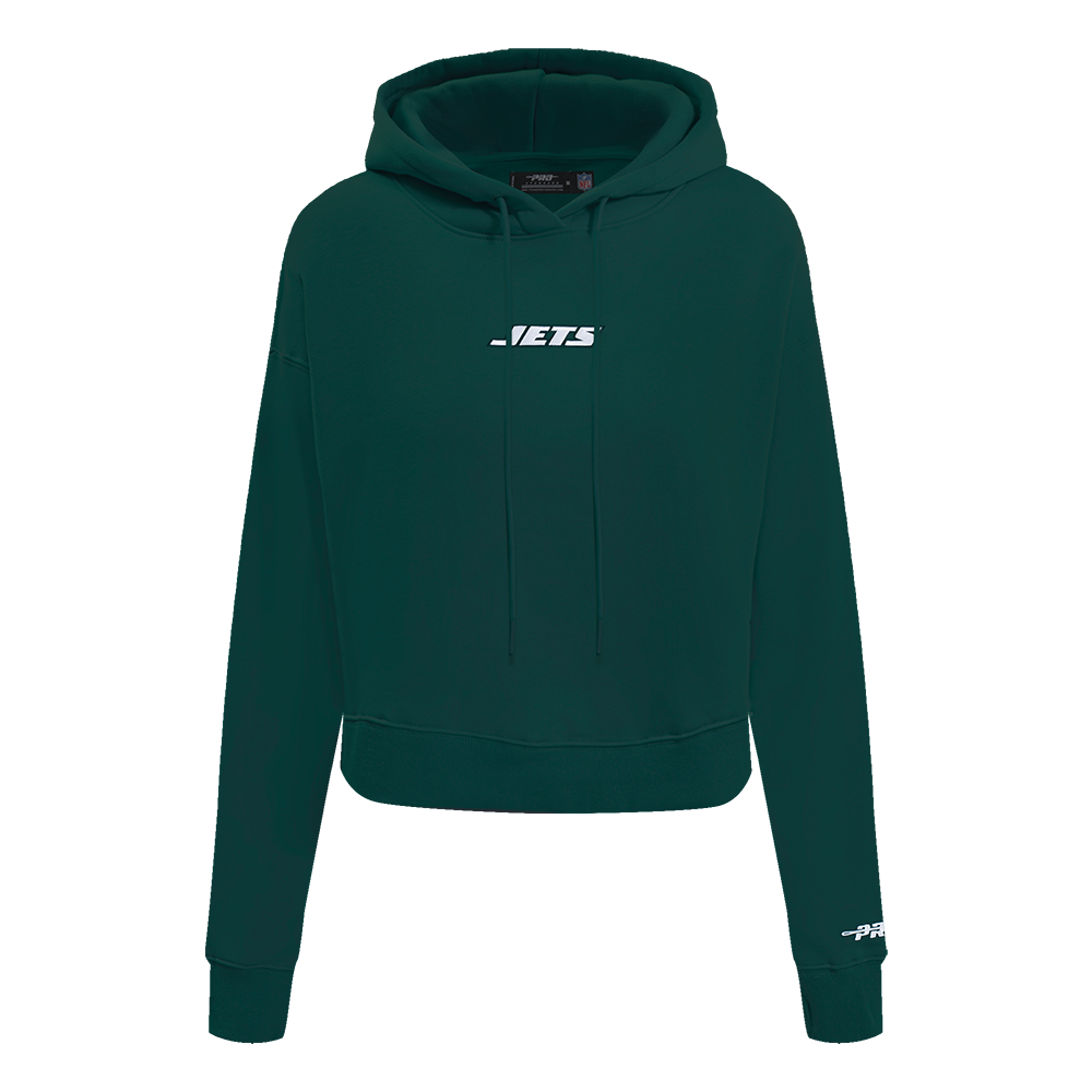 NFL NEW YORK JETS WINGSPAN WOMEN'S FLC CROPPED PO HOODIE (FOREST GREEN)