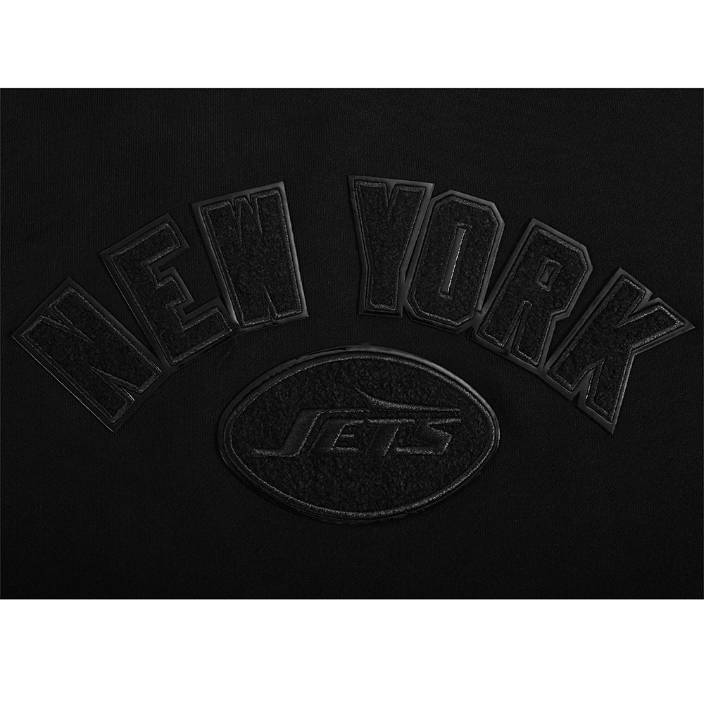 NFL NEW YORK JETS TRIPLE BLACK CHANDAIL À COL ROND EN MOLLETON POUR FEMME (NOIR)