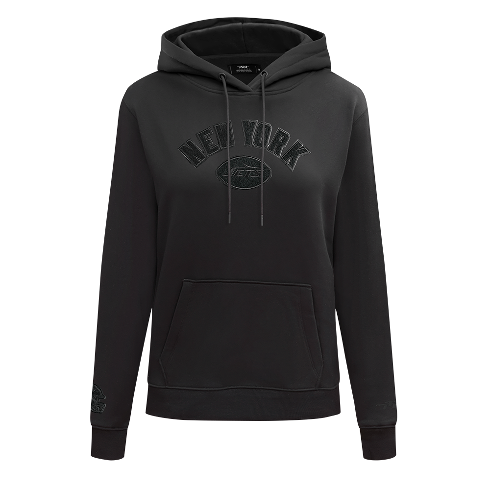 NFL NEW YORK JETS TRIPLE BLACK WOMEN'S FLC PO HOODIE (BLACK)
