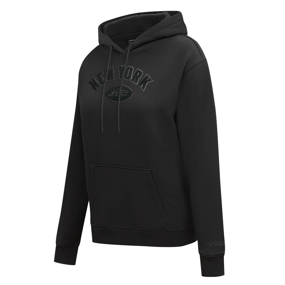 NFL NEW YORK JETS TRIPLE BLACK WOMEN'S FLC PO HOODIE (BLACK)