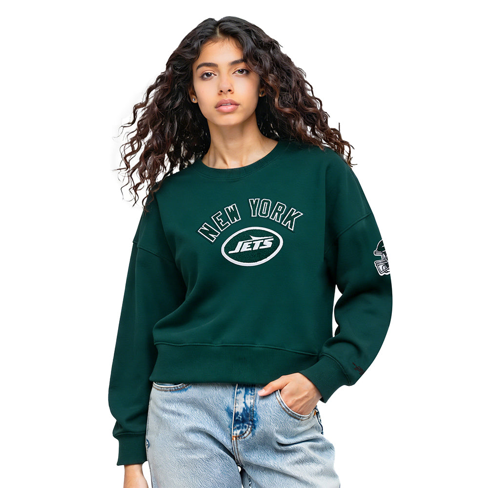 NFL NEW YORK JETS CLASSIC WOMEN'S FLC CREWNECK (FOREST GREEN)
