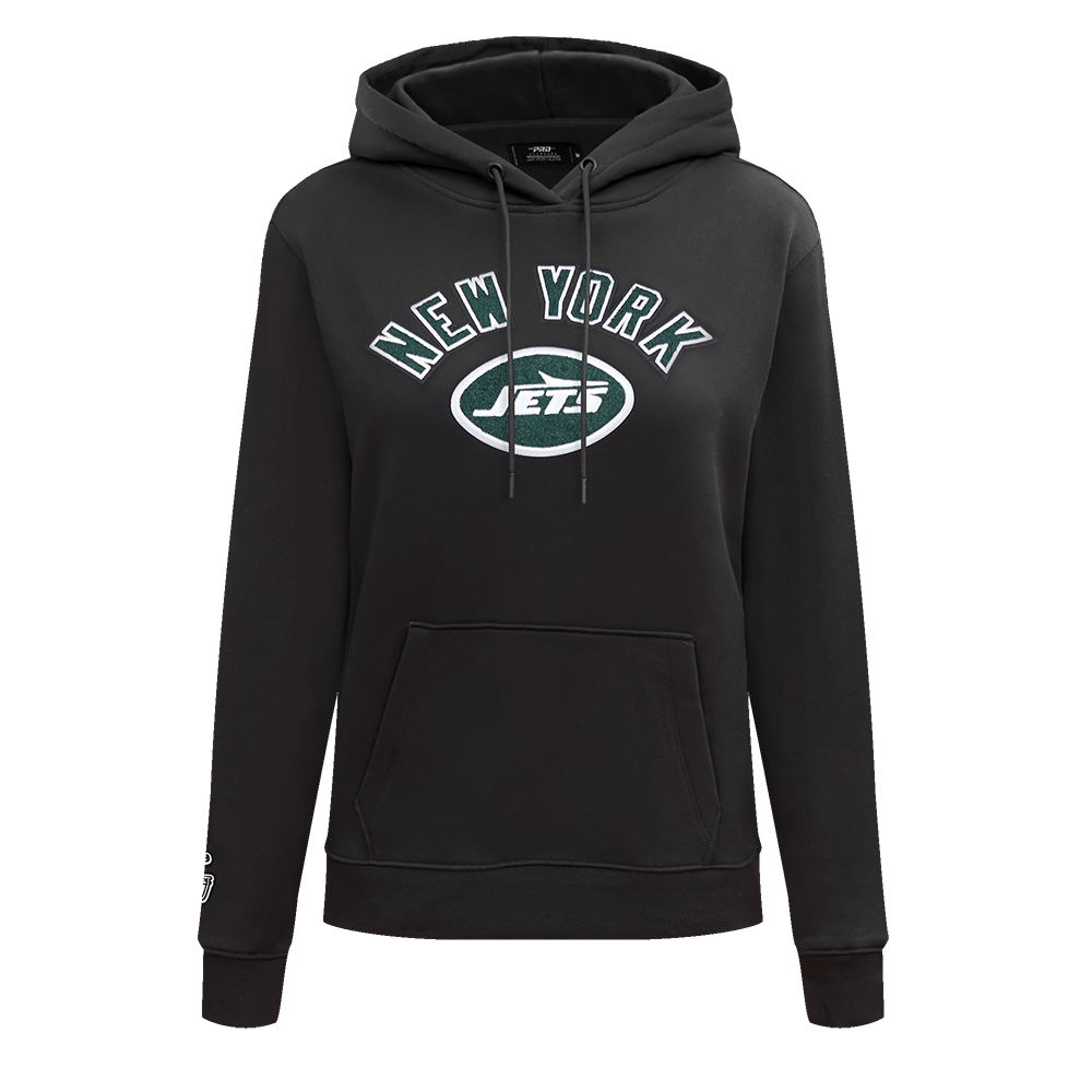 NFL NEW YORK JETS CLASSIC WOMEN'S FLEECE PULLOVER HOODIE (BLACK)