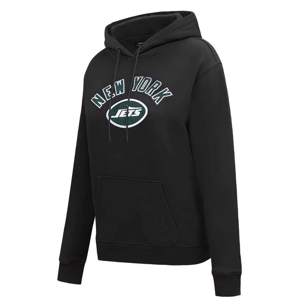 NFL NEW YORK JETS CLASSIC WOMEN'S FLEECE PULLOVER HOODIE (BLACK)
