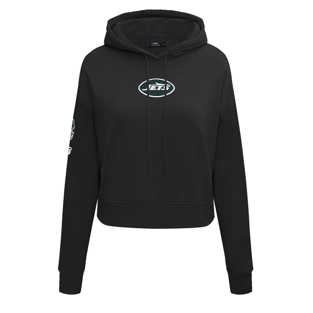 NFL NEW YORK JETS CLASSIC CHANDAIL À CAPUCHON COURT EN MOLLETON POUR FEMME (NOIR)