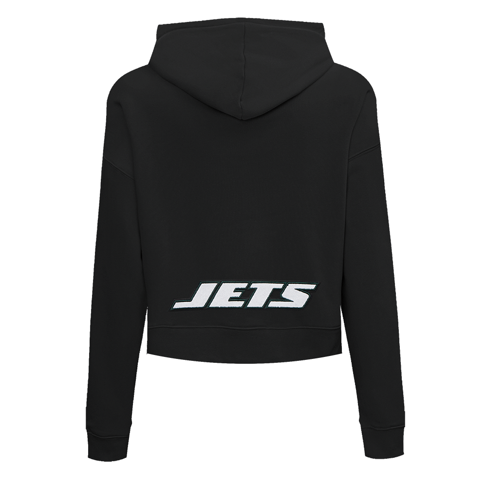NFL NEW YORK JETS CLASSIC CHANDAIL À CAPUCHON COURT EN MOLLETON POUR FEMME (NOIR)