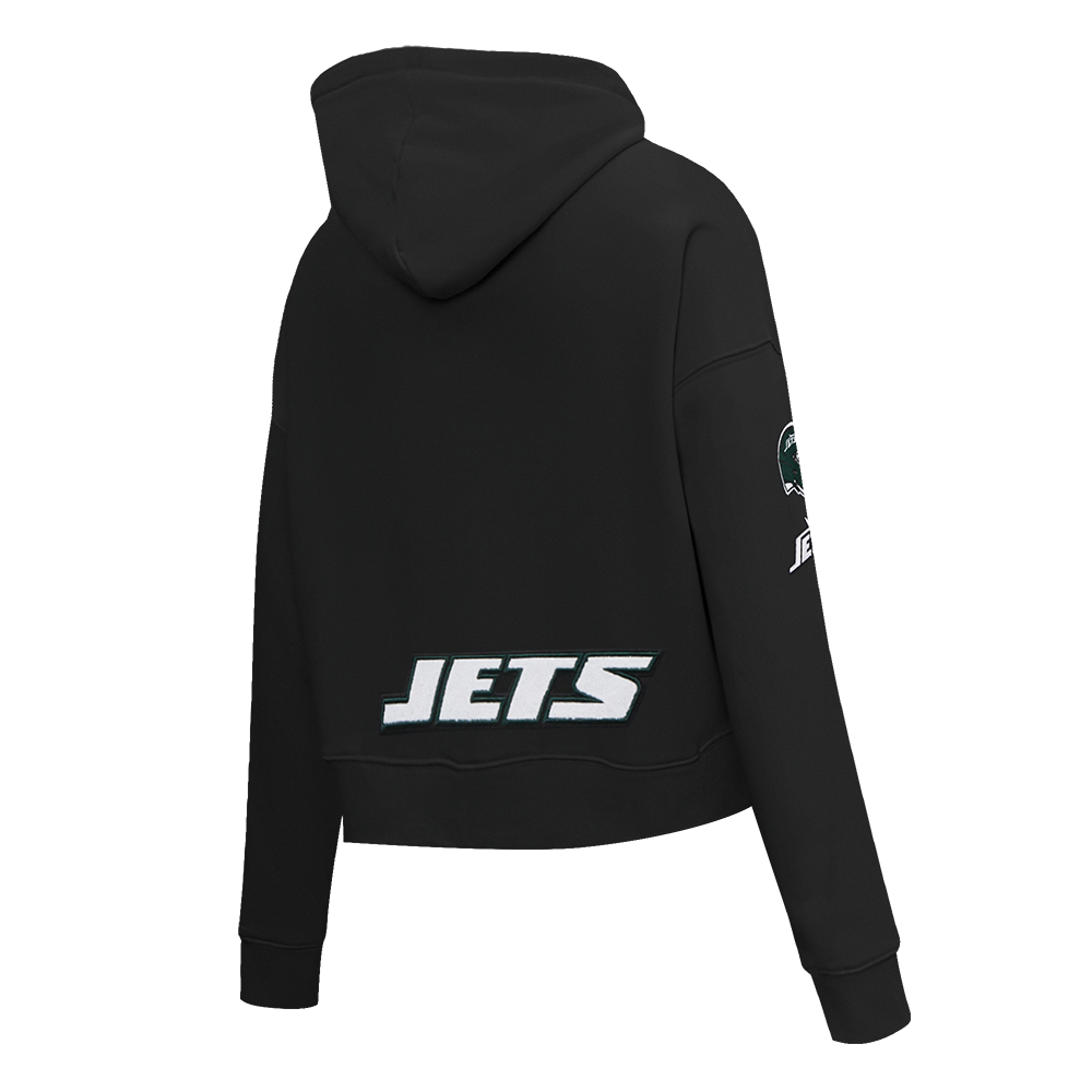 NFL NEW YORK JETS CLASSIC CHANDAIL À CAPUCHON COURT EN MOLLETON POUR FEMME (NOIR)