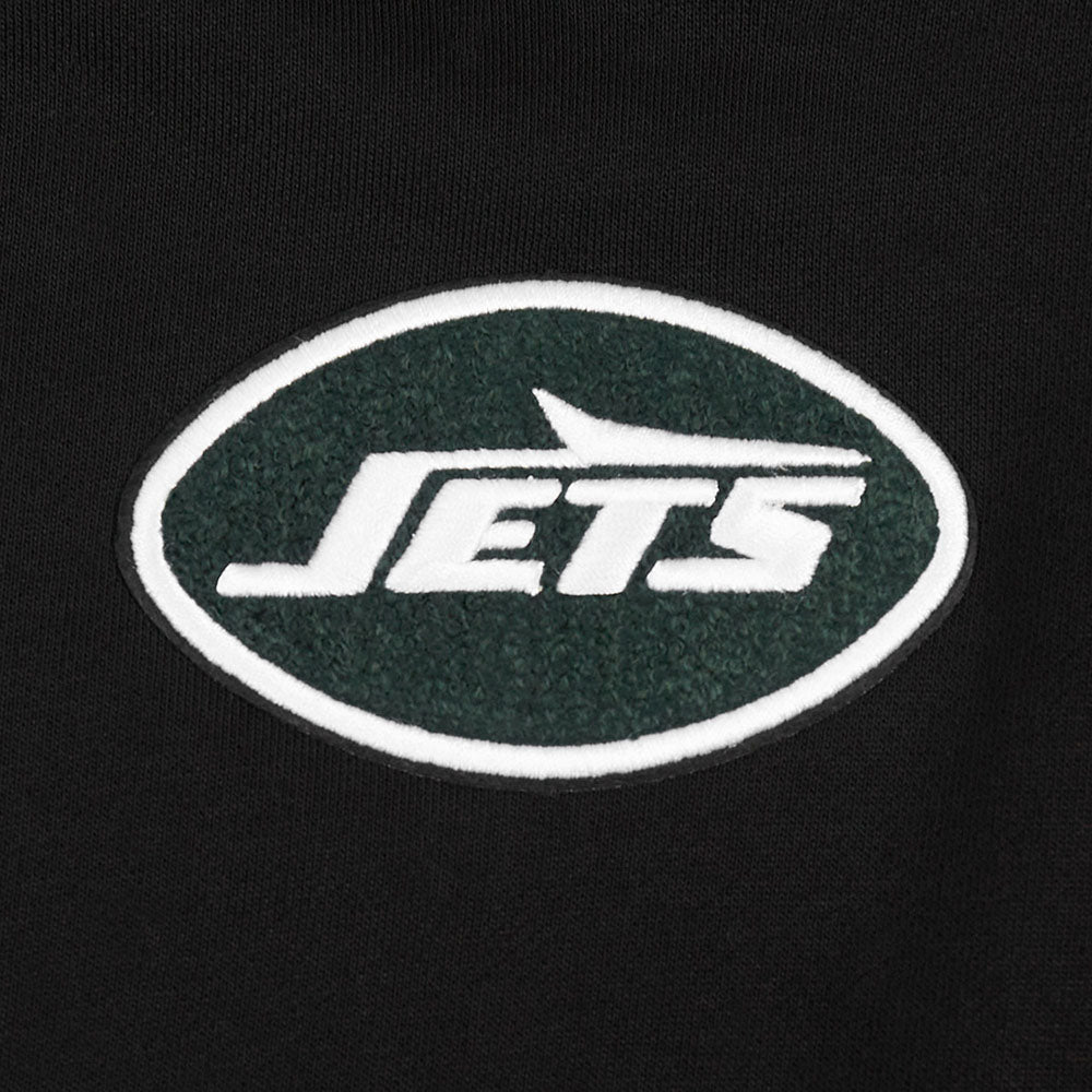 NFL NEW YORK JETS CLASSIC CHANDAIL À CAPUCHON COURT EN MOLLETON POUR FEMME (NOIR)