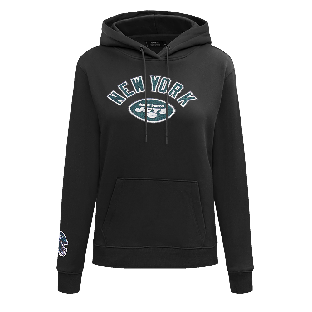 NFL NEW YORK JETS CLASSIC CROPPED WOMEN'S PULLOVER HOODIE (BLACK)