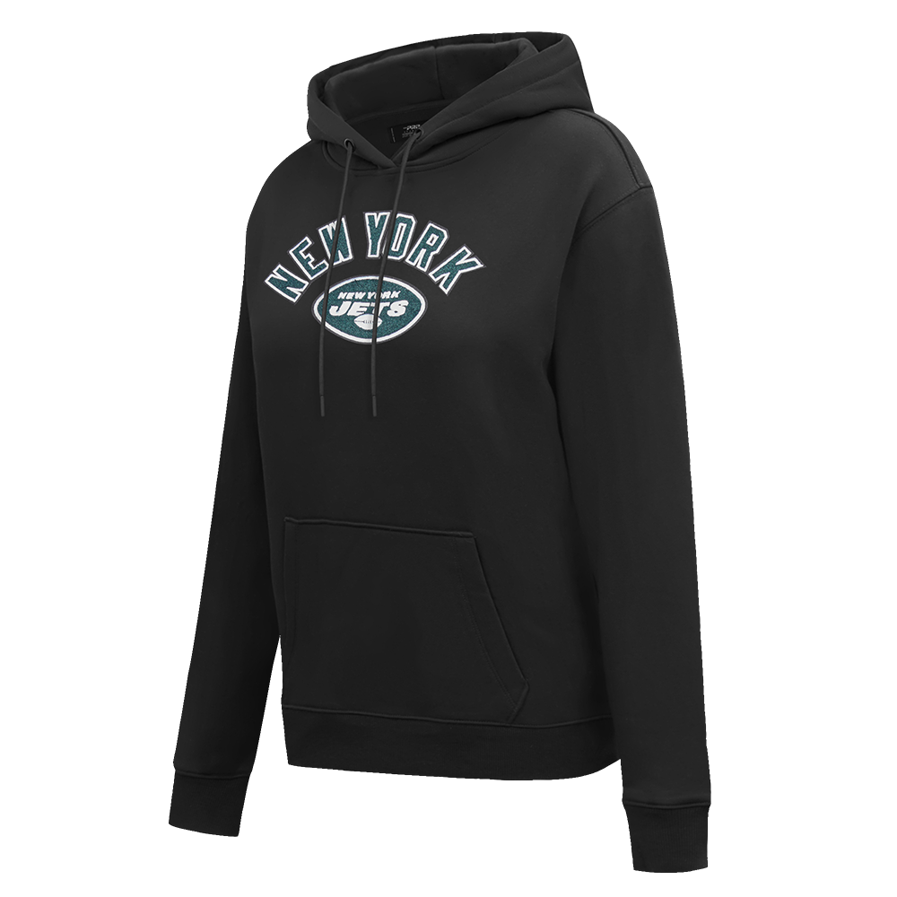 NFL NEW YORK JETS CLASSIC CROPPED WOMEN'S PULLOVER HOODIE (BLACK)