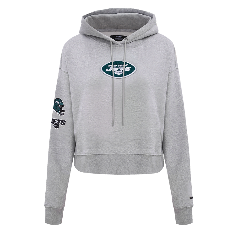 NFL NEW YORK JETS CLASSIC CHANDAIL À CAPUCHON COURT EN MOLLETON POUR FEMME (GRIS CHINÉ)