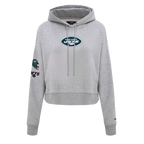 NFL NEW YORK JETS CLASSIC CHANDAIL À CAPUCHON COURT EN MOLLETON POUR FEMME (GRIS CHINÉ)