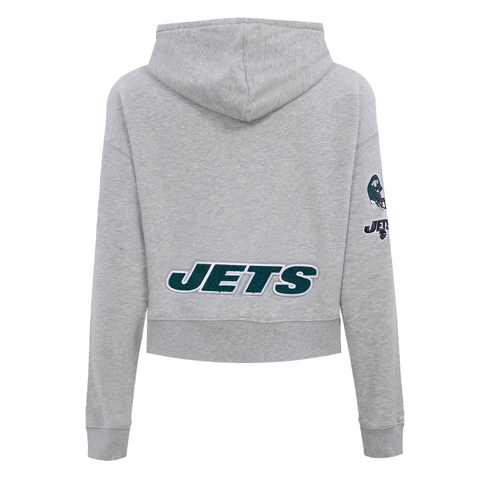 NFL NEW YORK JETS CLASSIC CHANDAIL À CAPUCHON COURT EN MOLLETON POUR FEMME (GRIS CHINÉ)