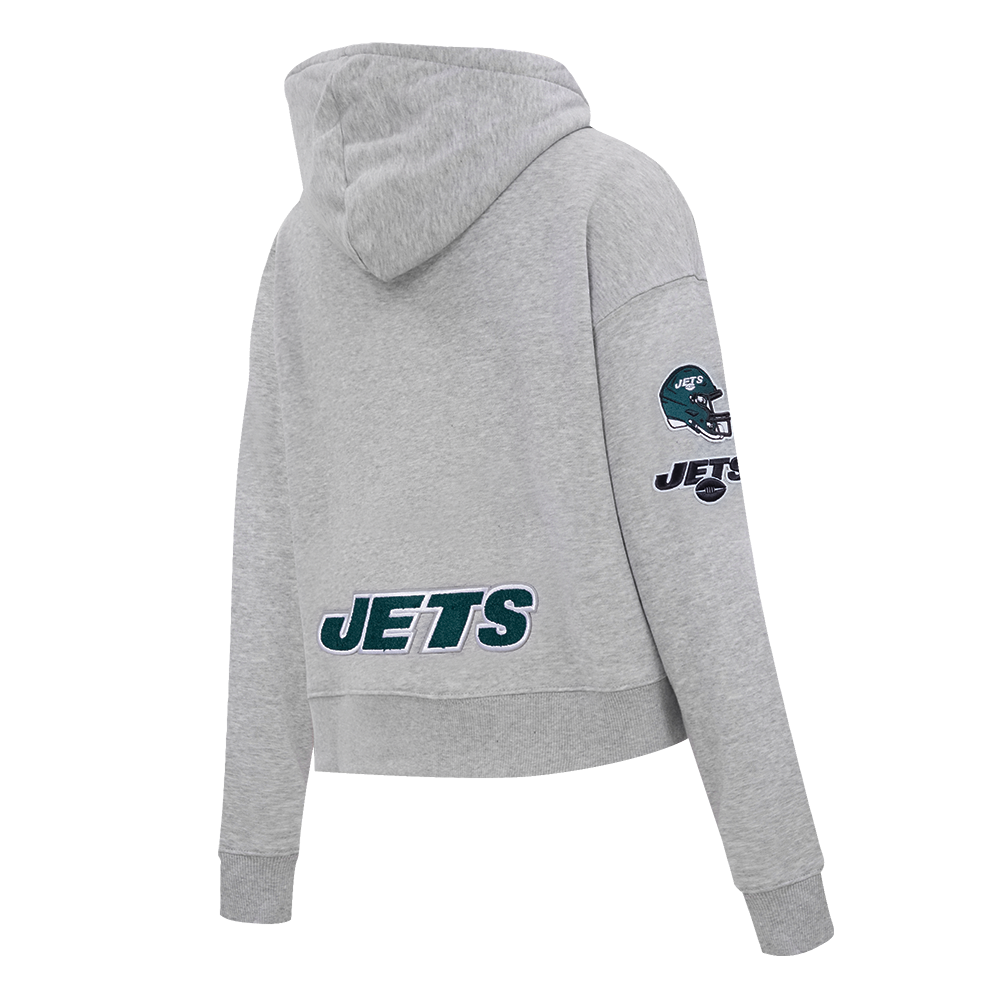 NFL NEW YORK JETS CLASSIC CHANDAIL À CAPUCHON COURT EN MOLLETON POUR FEMME (GRIS CHINÉ)
