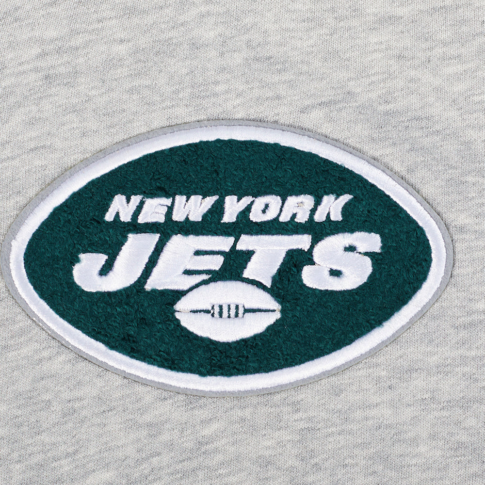 NFL NEW YORK JETS CLASSIC CHANDAIL À CAPUCHON COURT EN MOLLETON POUR FEMME (GRIS CHINÉ)