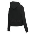 NFL NEW YORK JETS NEUTRAL WOMEN'S CROPPED PULLOVER HOODIE (BLACK)
