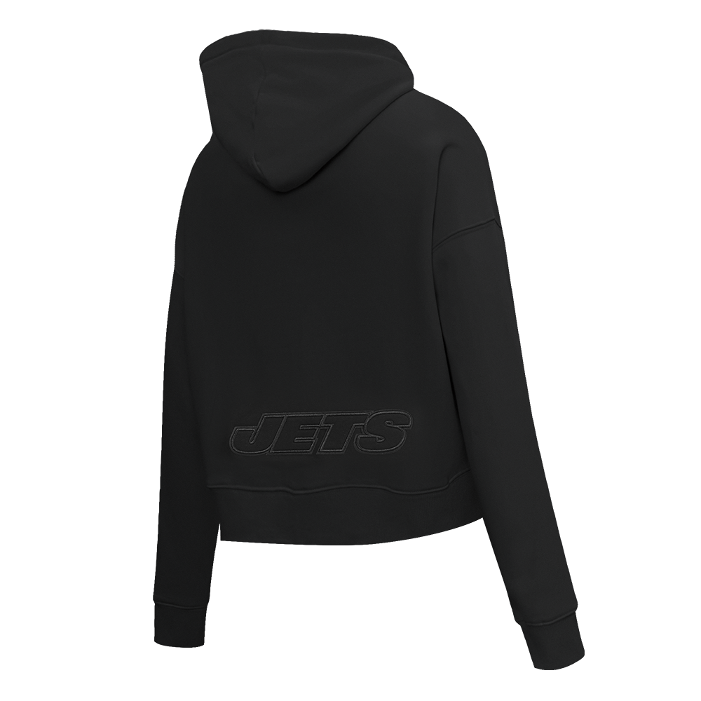 NFL NEW YORK JETS NEUTRAL WOMEN'S CROPPED PULLOVER HOODIE (BLACK)