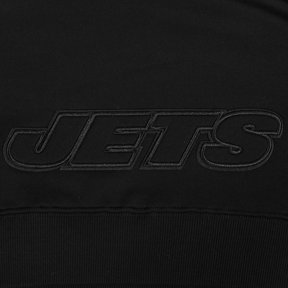 NFL NEW YORK JETS NEUTRAL WOMEN'S CROPPED PULLOVER HOODIE (BLACK)