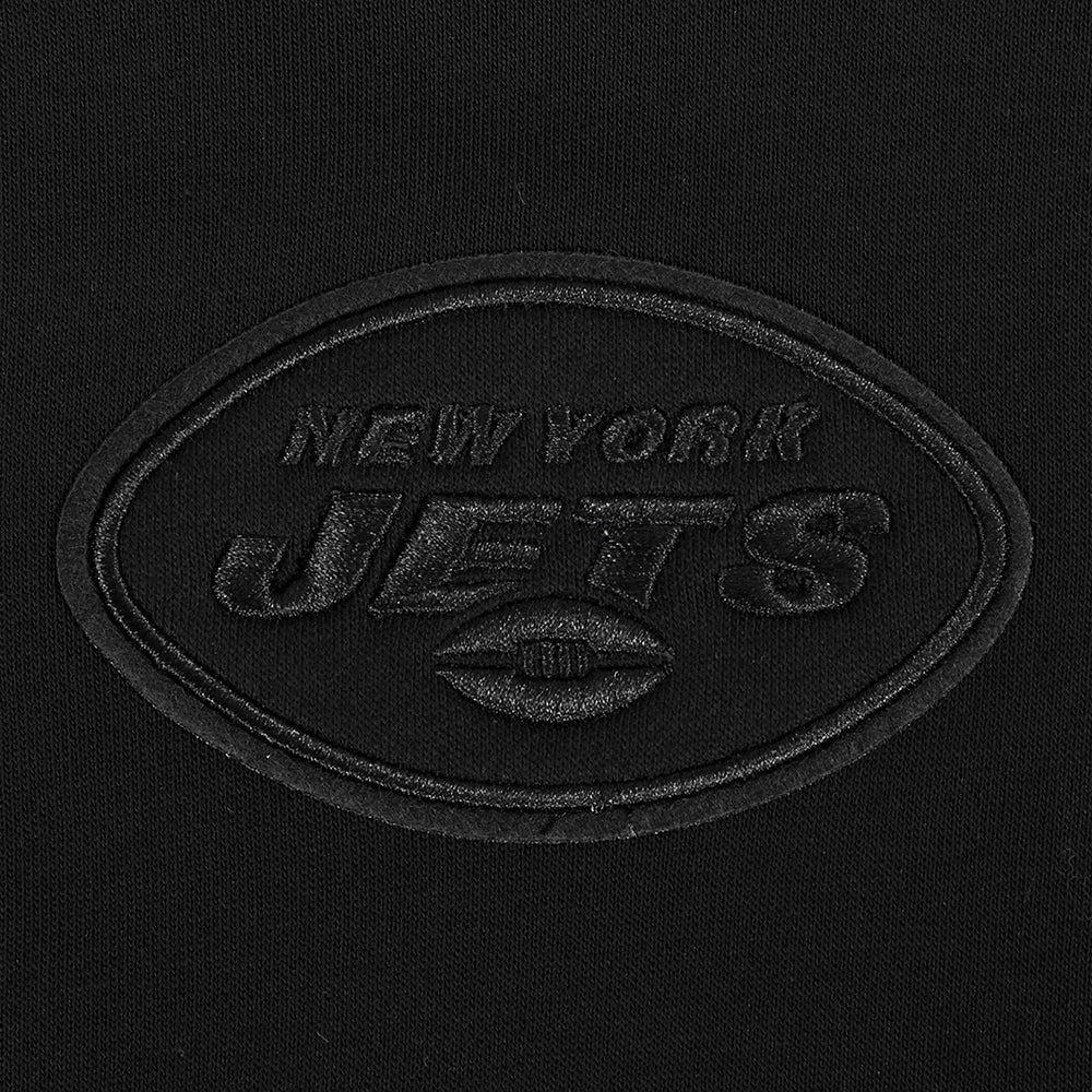 NFL NEW YORK JETS NEUTRAL WOMEN'S CROPPED PULLOVER HOODIE (BLACK)