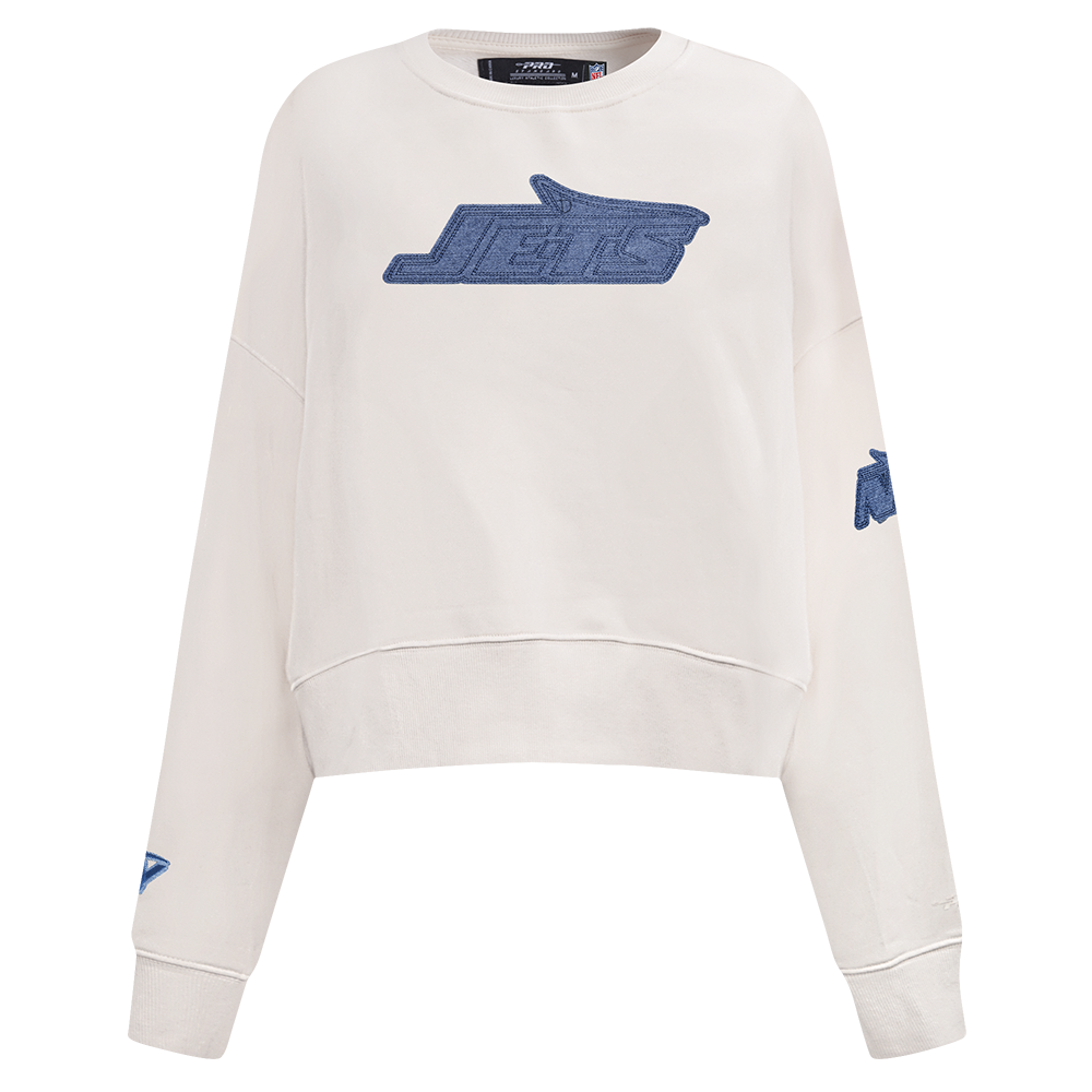 NFL NEW YORK JETS VARSITY BLUES WOMEN'S FLC CREWNECK (LINEN)