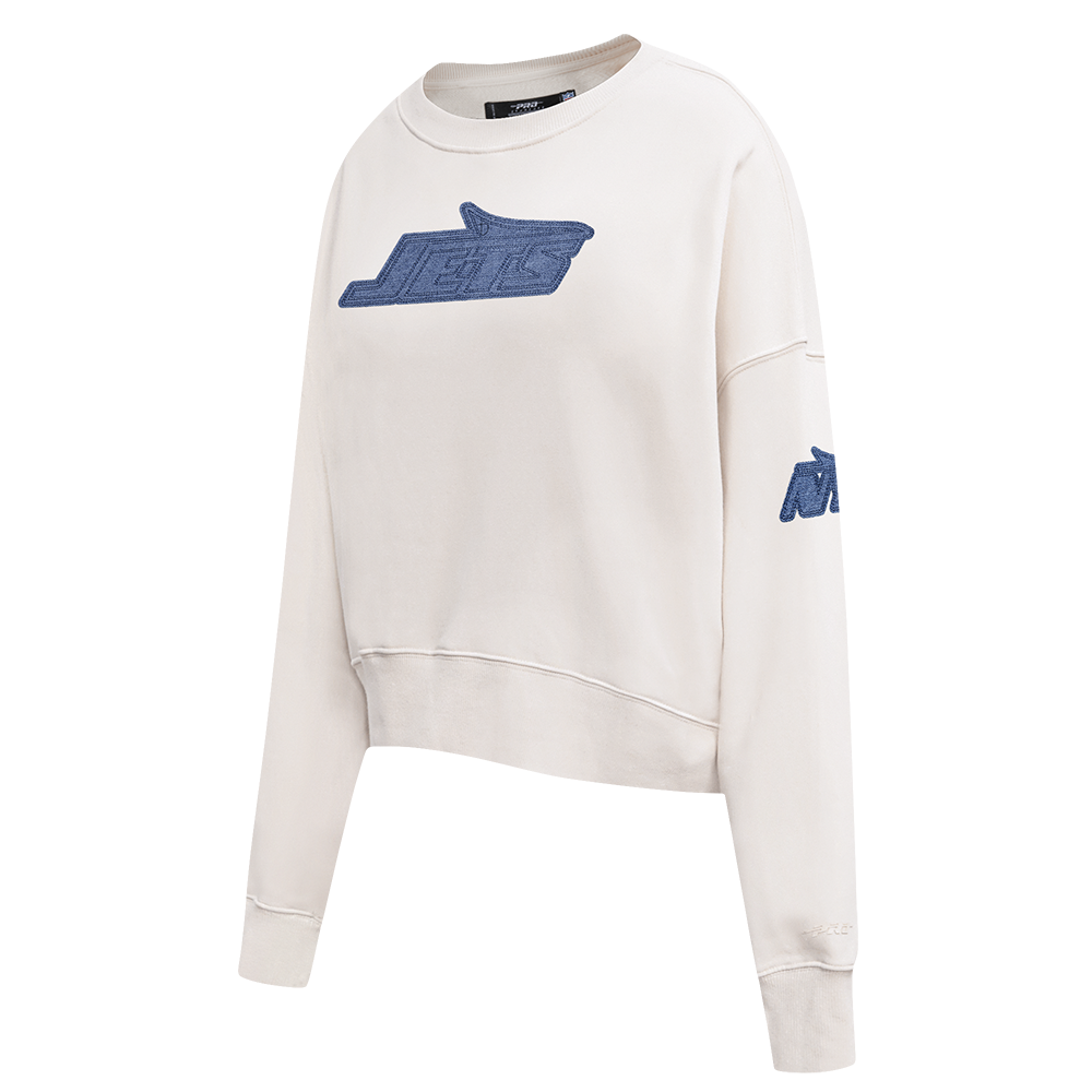 NFL NEW YORK JETS VARSITY BLUES WOMEN'S FLC CREWNECK (LINEN)