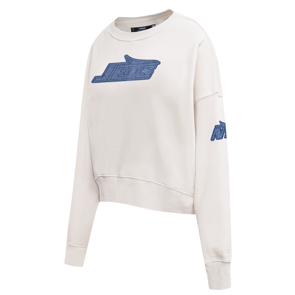 NFL NEW YORK JETS VARSITY BLUES WOMEN'S FLC CREWNECK (LINEN)