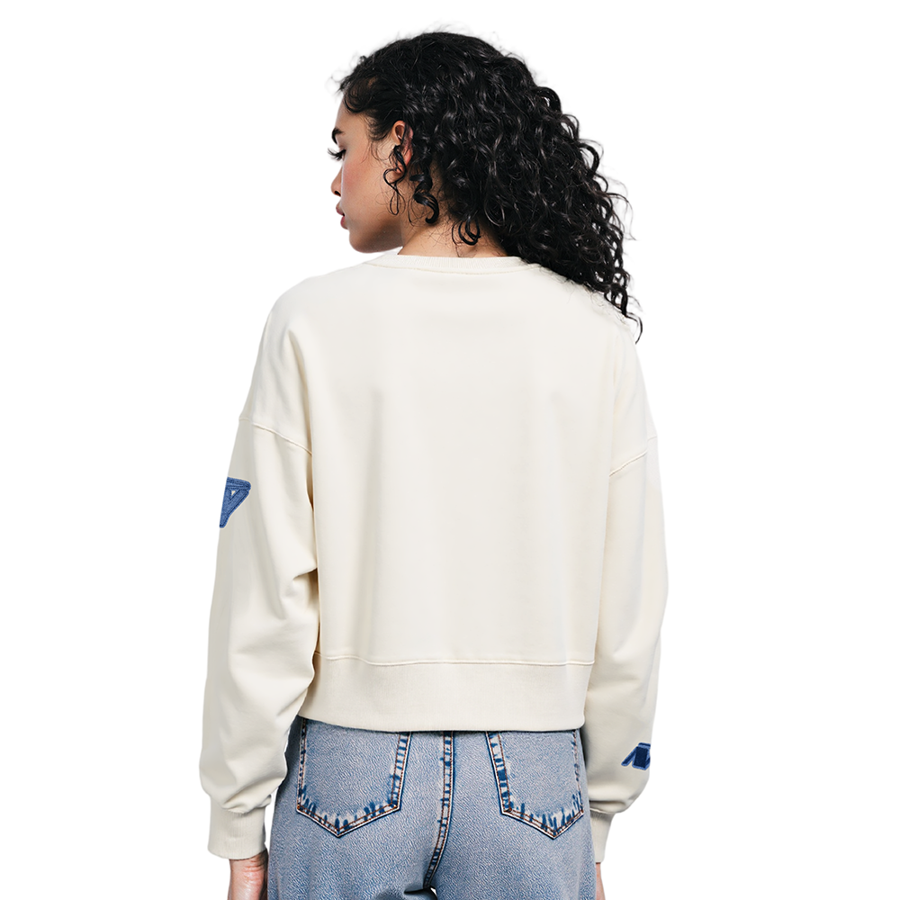 NFL NEW YORK JETS VARSITY BLUES WOMEN'S FLC CREWNECK (LINEN)