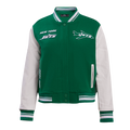 NFL NEW YORK JETS RETRO CLASSIC WOMEN'S RIB WOOL VARSITY JACKET (KELLY GREEN/ WHITE)