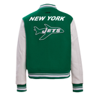 NFL NEW YORK JETS RETRO CLASSIC WOMEN'S RIB WOOL VARSITY JACKET (KELLY GREEN/ WHITE)