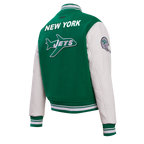NFL NEW YORK JETS RETRO CLASSIC WOMEN'S RIB WOOL VARSITY JACKET (KELLY GREEN/ WHITE)