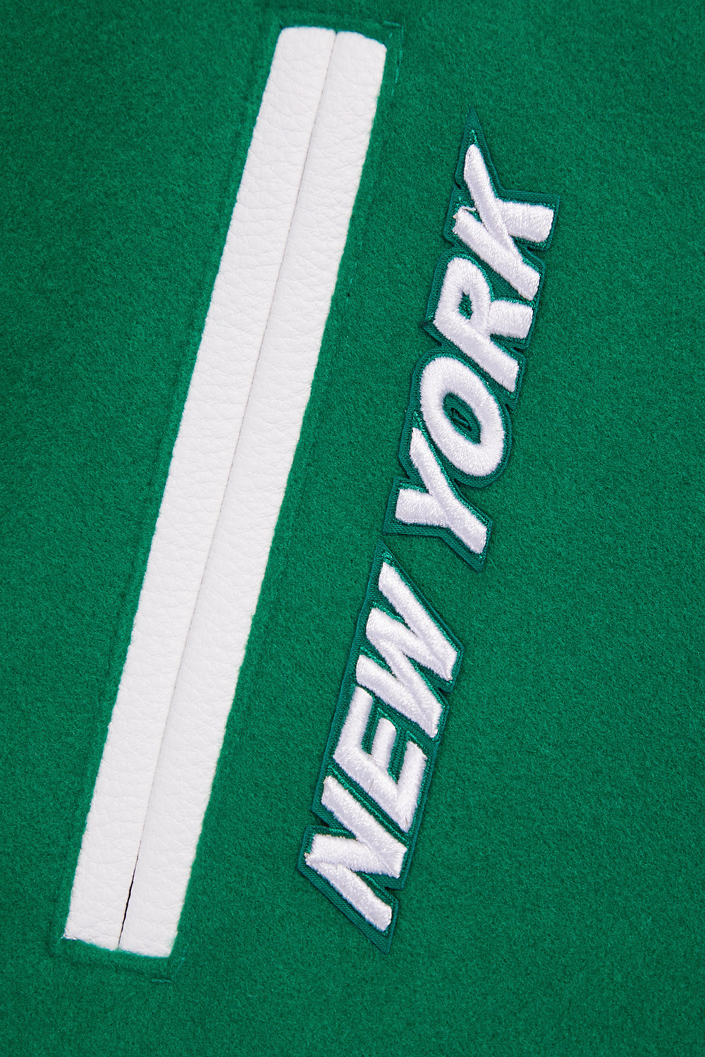 NFL NEW YORK JETS RETRO CLASSIC WOMEN'S RIB WOOL VARSITY JACKET (KELLY GREEN/ WHITE)