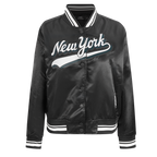 NFL NEW YORK JETS SCRIPT TAIL WOMEN'S SATIN JACKET (BLACK)