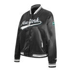 NFL NEW YORK JETS SCRIPT TAIL WOMEN'S SATIN JACKET (BLACK)
