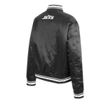 NFL NEW YORK JETS SCRIPT TAIL WOMEN'S SATIN JACKET (BLACK)