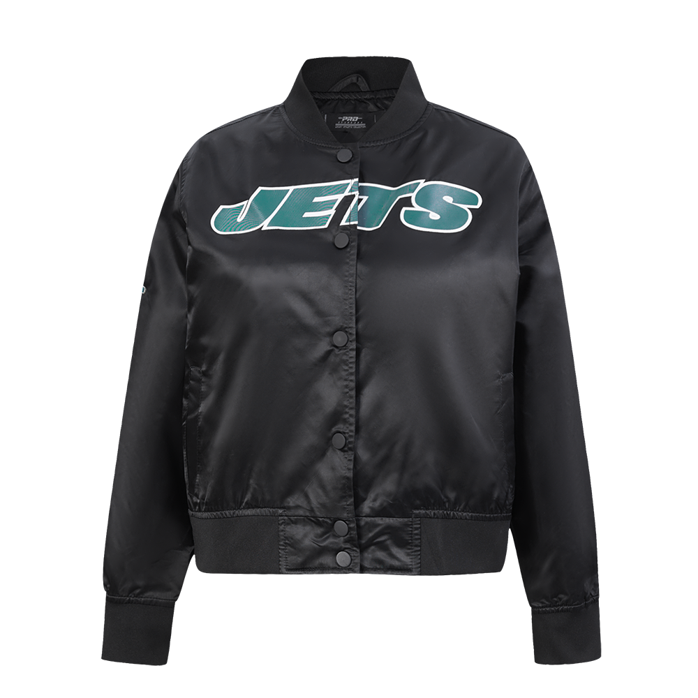 NFL NEW YORK JETS CLASSIC WOMEN'S SATIN JACKET (BLACK)