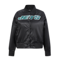 NFL NEW YORK JETS CLASSIC WOMEN'S SATIN JACKET (BLACK)