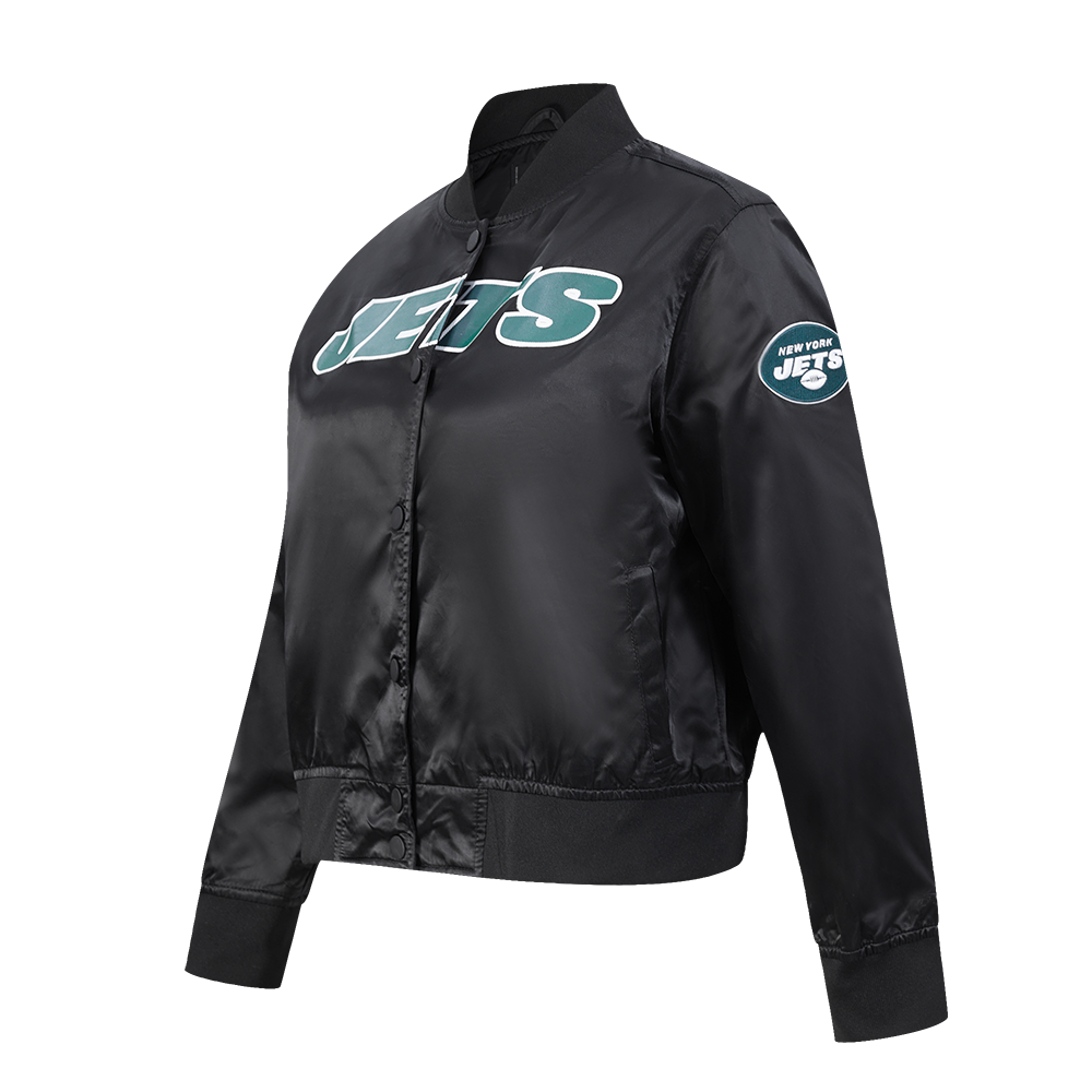 NFL NEW YORK JETS CLASSIC WOMEN'S SATIN JACKET (BLACK)