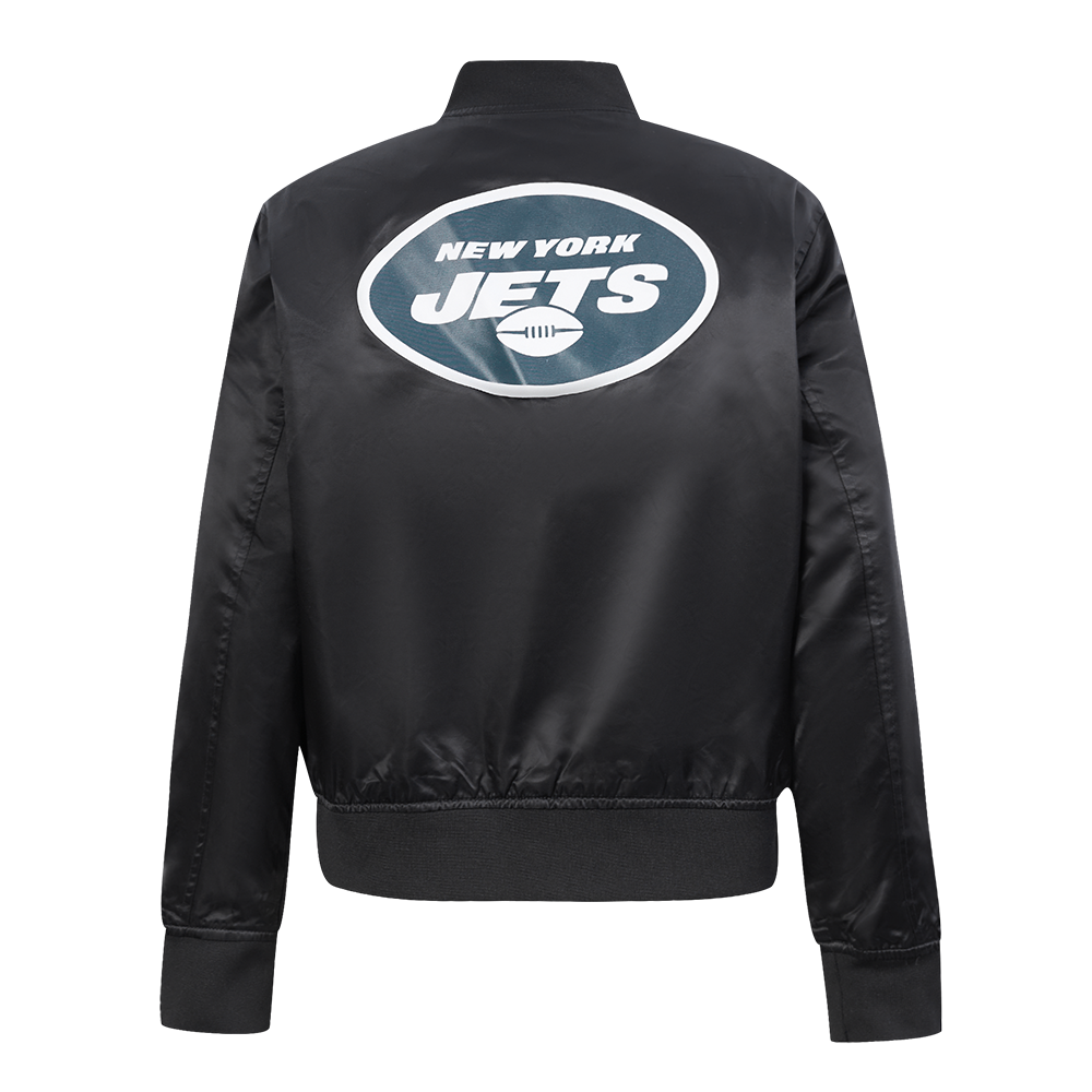 NFL NEW YORK JETS CLASSIC WOMEN'S SATIN JACKET (BLACK)