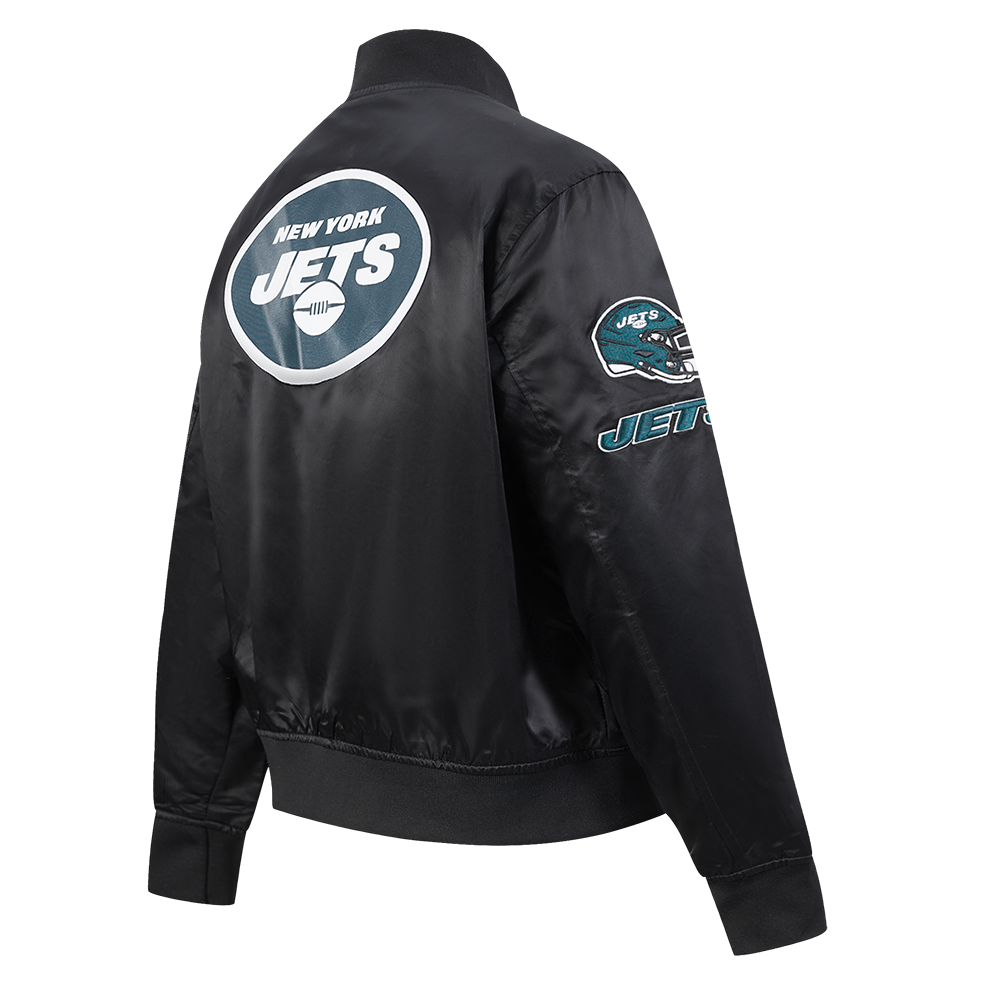 NFL NEW YORK JETS CLASSIC WOMEN'S SATIN JACKET (BLACK)