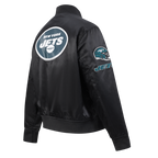 NFL NEW YORK JETS CLASSIC WOMEN'S SATIN JACKET (BLACK)