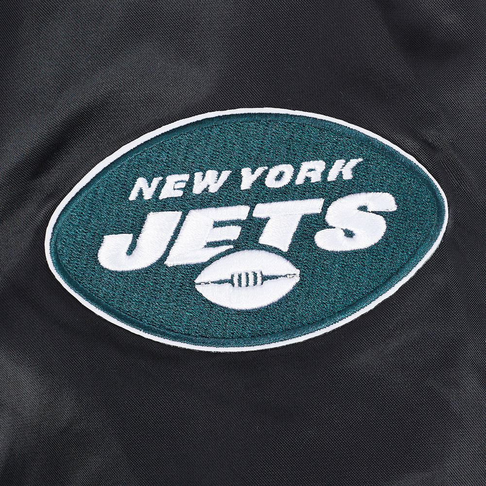 NFL NEW YORK JETS CLASSIC WOMEN'S SATIN JACKET (BLACK)