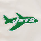 NFL NEW YORK JETS RETRO CLASSIC WOMEN'S RIB SATIN JACKET (EGGSHELL/ KELLY GREEN)