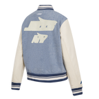 NFL NEW YORK JETS VARSITY BLUES WOMEN'S DENIM VARSITY JACKET (DENIM/LINEN)